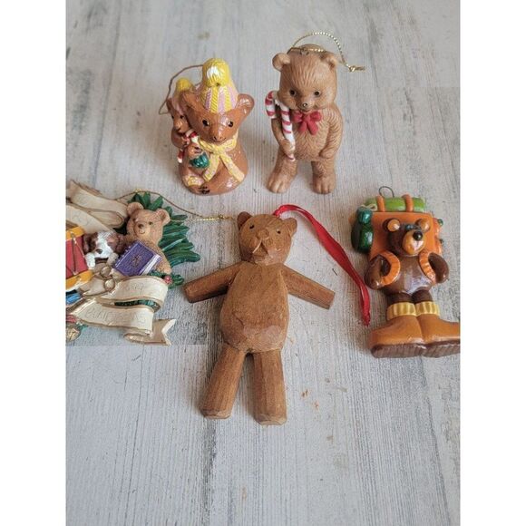 Unique bear candy cane camper variety teddy bear set Xmas ornament decor - Picture 2 of 9